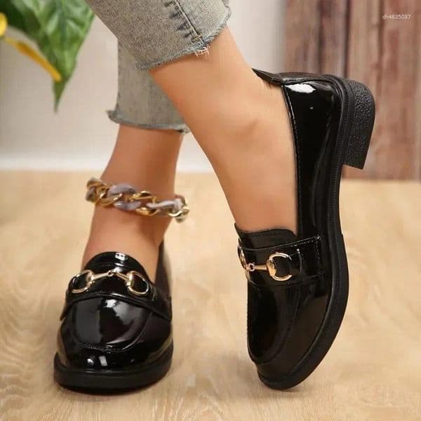 Dress Shoes Women's Flat LoafersRetro Round Head Small Leather Soft Sole Foreign Trade Large Size Trend Zapatos Baratos Liquidaci...