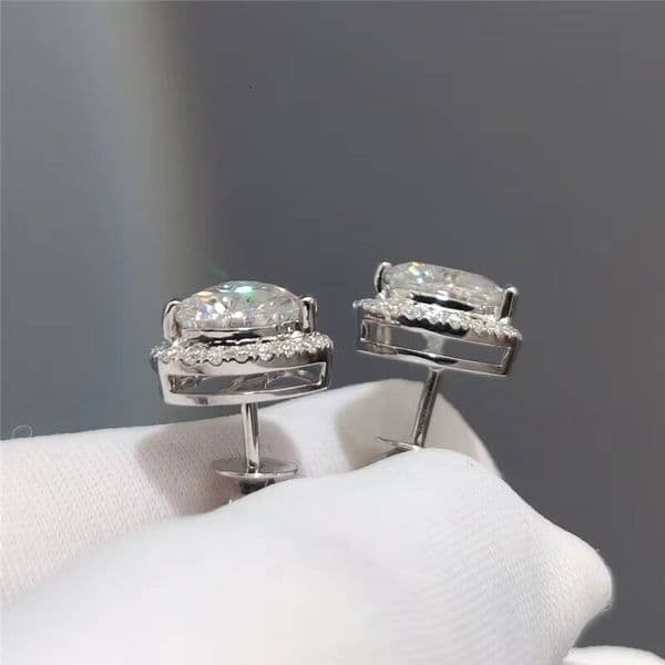 Silver 925 Original Total 4 CT Brilliant Cut Diamond Test Past D Color Heart Moissanite Wedding Stud Earrings Fine Jewelry