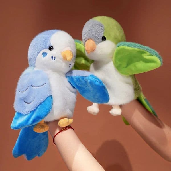 Cute Bird Parrot Hand Puppet Soft Stuffed Fluffy Doll Cosplay Plush Funny Educational Baby Toy Game Kawaii Cockatiel Budgerigar 260113