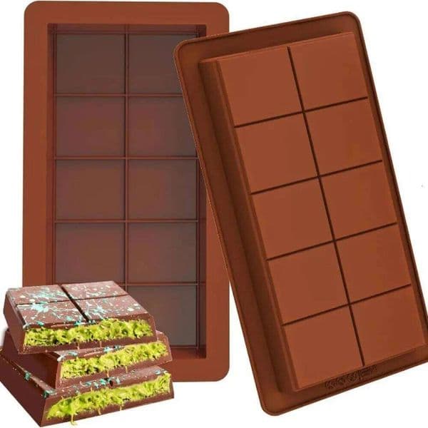 Valentine's Day Chocolate Bar Molds Silicone Bars Break Apart Wax Melt Mould Easy Release Rectangle Durable for Protein and Energy H 26Y0115