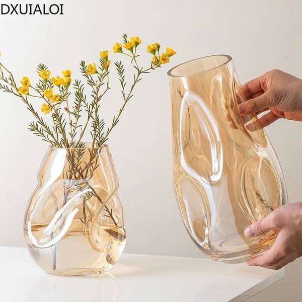 Valentine's Day Modern minimalism special-shaped stained glass vase living room desktop flower arrangement nordic style home decor v 26Y0115