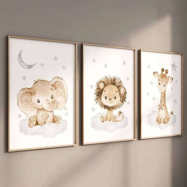 Elephant Giraffe Lion Custom Baby Name Nursery Wall Art Canvas Painting Nordic Posters And Prints Pictures Kids Room Home Decor 26L0115