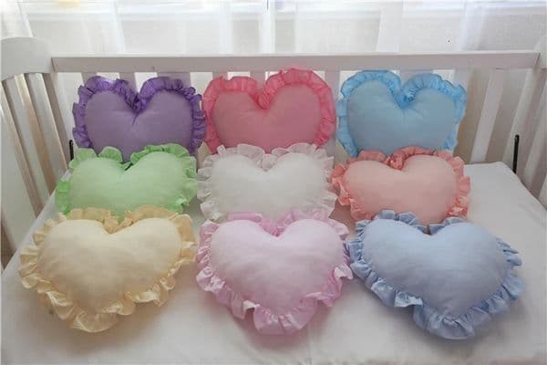 Cotton Ruffled Love Heart Shape Sofa Cushion Office Backrest Nap Bolster Pillows Travel Wedding Baby Gifts Toys Home Decor 260114