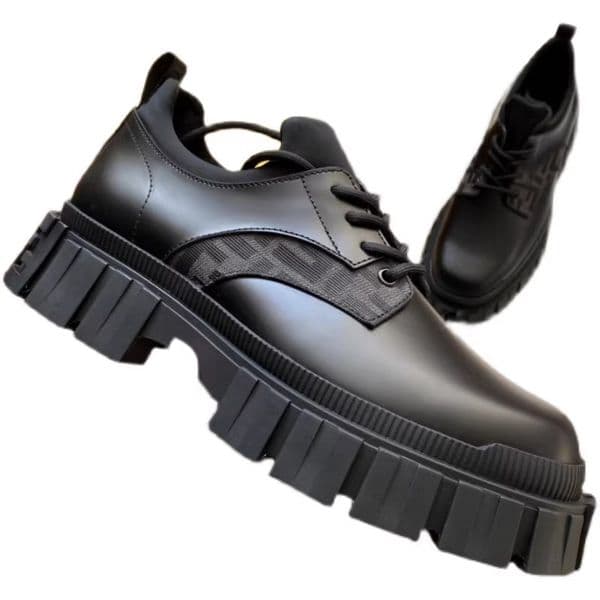 Men's British Style Derby Shoes - Wide Toe Lace-Up Chunky Sole Dress Shoes