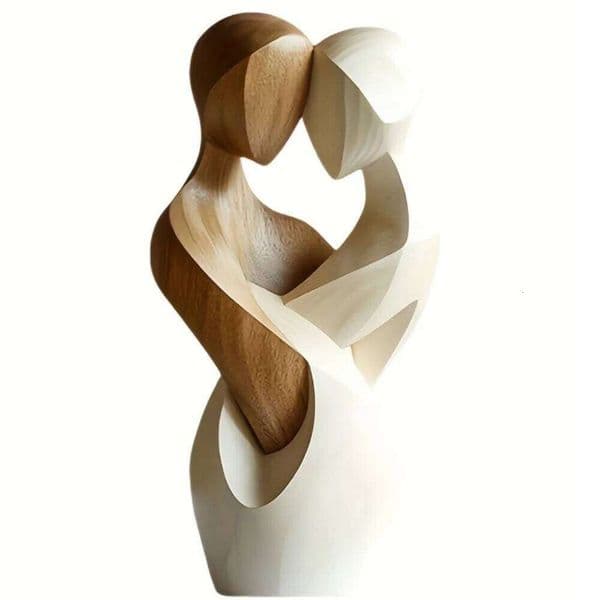 Valentine's Day Creativity 2D Flat Artificial Wood Elegant Couple Modern Embrace Decorative Statue Desktop 26Y0115