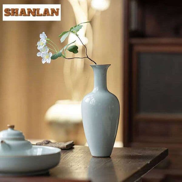 Valentine's Day Handmade Azure Ru Kiln Porcelain Vase Creative Terrarium Hydroponics Plant Pot Basket Household Flowerpot Tea Items 26Y0115