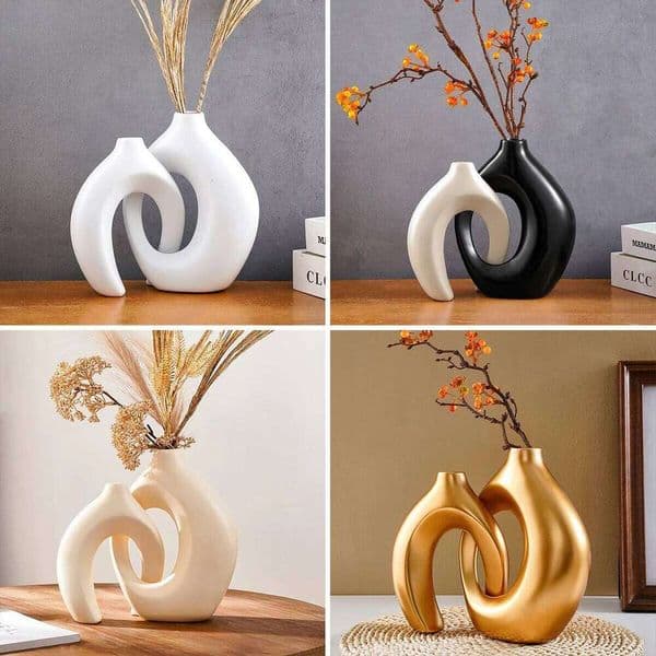 Valentine's Day 2PCS Set Creative Couple Series Home Vase, Large Medium Combination Indoor Table Ornaments for Interior Decoration 2 26Y0115
