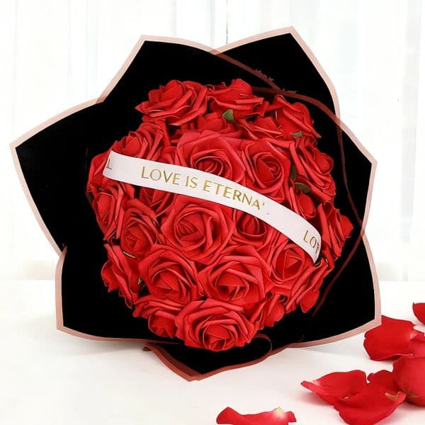 2026 New Red Rose Artificial Flowers DIY Bouquets 25Pcs Set PE Roses Flower For Wedding Party Centerpieces Decor Valentines Gifts Free Shipp