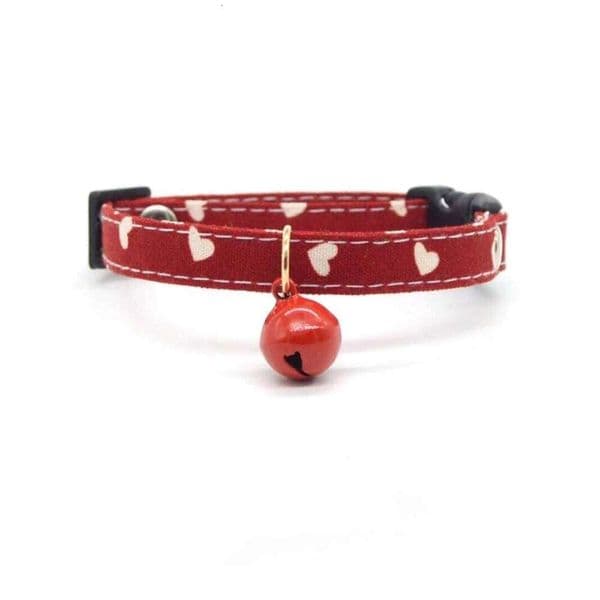 12-35 CM Small Cat Necklace Neck Collar Safety Breakaway Heart shape Dog Tie Adjustable Strap for Puppy Kittens collar with bell 26Y0115