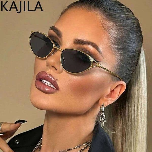 Valentine's Day Fashion Cat Eye Sunglasses Women 2026 Luxury Brand Trendy Outdoor Travelling Oval Sun Glasses Vintage Metal Frame Sh 26W0115