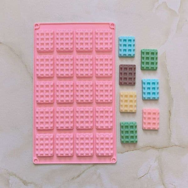 Valentine's Day 1pc 20 cavity square waffle shaped chocolate silicone mold, for candy, chocolate, cookies, DIY baking tools 26Y0115
