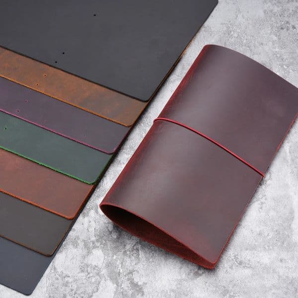 DIY Notebook Cover Crazy Horse Leather A5/A6/ Standard/ Pocket/ Passport Size Traveler Journal Covers With Elastic Band 260114