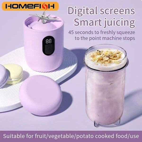 HOMEFISH Portable Blender USB Rechargeable Cordless Mini Mixer for Smoothie Shake Protein Travel Sports Bottle Juicer Cup 26L0115