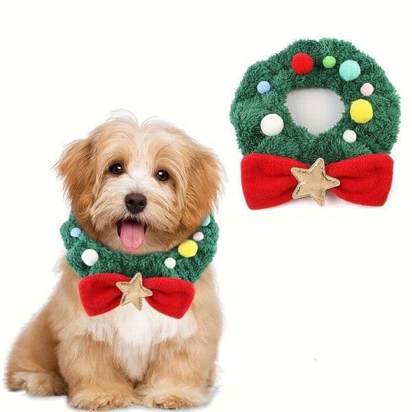 1PC Christmas Cat Collar Scarf Bow Tie Cute Pet Photo Accessories for Teddy Bichon Pomeranian & All Cats - Random Colors 26W0115