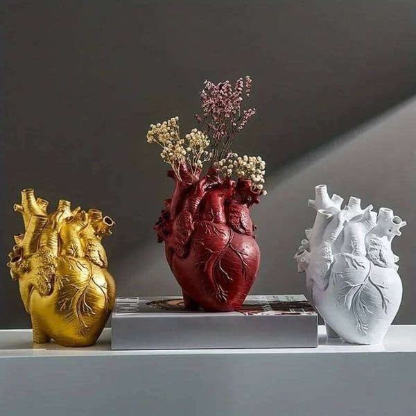 Valentine's Day Heart Vases For Flowers Creative Sculpture Customized Heart-Shaped Art Resin Vase Desktop Home Decoration 26Y0112 26Y0115