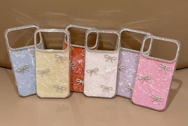 3D Bow Bling Diamond Cases For Iphone 17 Air 16 Pro Max 15 Plus 14 13 Rhinestone Cute Lovely Crystal Luxury Foil Hard Plastic PC Soft TPU Shinny Mobile Phone