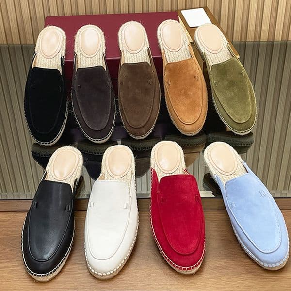 New Women Espadrille Shoes Designer Loafers Straw Woven Slipper Suede Leather Flat Casual Shoe Slip-On Espadrilles Sneaker 1034