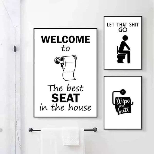 Abstract Humour Bad Smell Funny Bathroom Posters Black White Prints Picture Canvas Painting Wall Art Decor WC Toilet Room Mural 26L0115