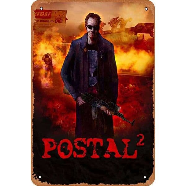 Clilsiatm Postal 2 Game Poster Retro Vintage Decor Metal Tin Sign 12X8 Inches 26W0115