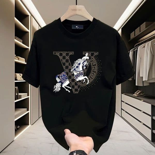 Luxury Designer Clothes American Style Trendy Brand INS Pure Cotton Men's hoodie Printed Short Sleeve T-Shirt Summer New Fashion Unisex Versatile Crew Neck Tee