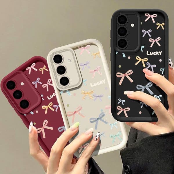 Cute Girl's Stylish Pink Ribbon Case For Samsung S26 S25 Plus Cellphone Accessory with Durable Protection Layer