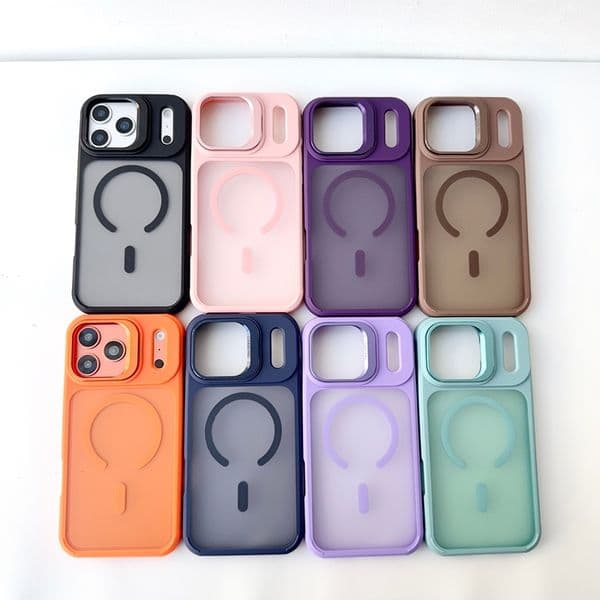Magnetic Wireless Charging Kickstand Cases For Iphone 17 Air Iphone17 Pro Max 16 Plus Hard Plastic PC Soft TPU Matte Frosted Camera Holder Magnet Shockproof