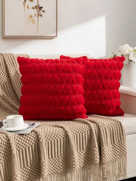 2pcs Heart Quilted Pillow case Valentine All-Season Home Decor 260114