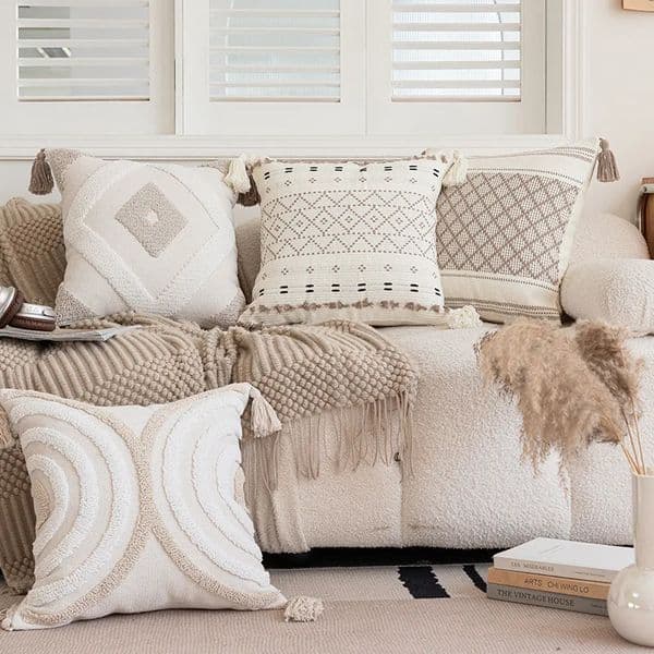Battilo y Pillow Cover with Tassels Soft Cotton Pillowcase Boho Decorative Throw for Living Room Sofa Cushion 260114