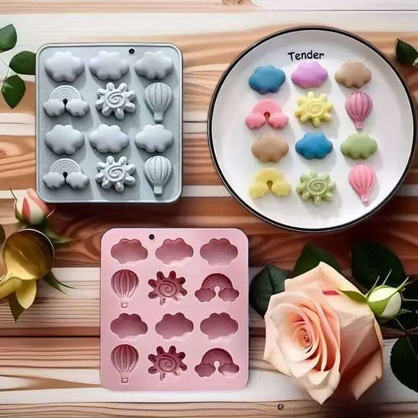 Valentine's Day Sun and Cloud Shape Silicone Chocolate Molds Jello Candy Gummy Mold Cake Decorating Tool Crayon Wax Melt Mould 26Y0115