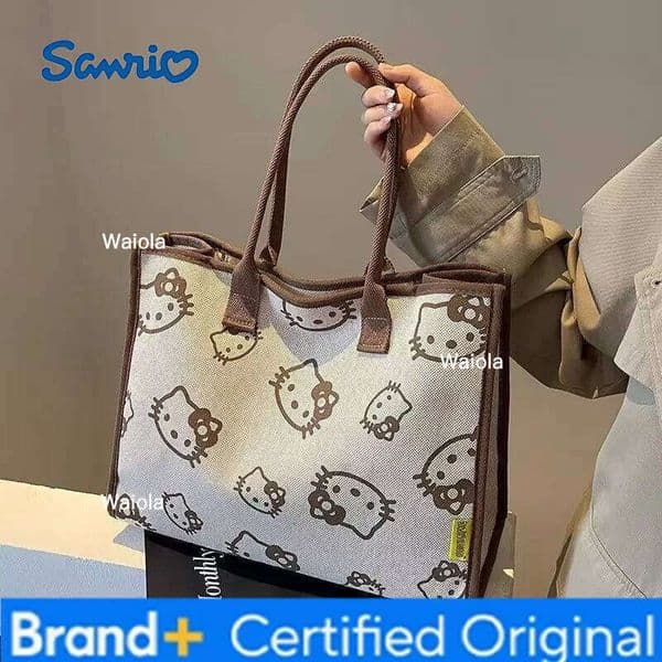 Sanrio 2026 New Katty Cat Printed Handbags and Fashion Versatile Casual Shoulder Bag Large -capacity Canvas Totbags H260116