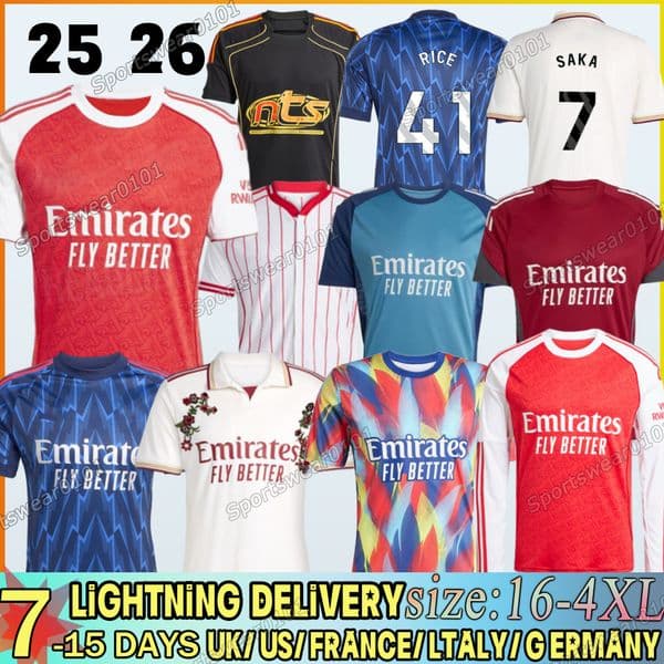 arsen football kits jersey 25 26 Gyokeres Soccer Jersey Eze Saka declan Rice shirt Zubimendi Martin odegaard bukayo Eberechi 25 26 long sleeve jersey XXXL 4XL kids kit