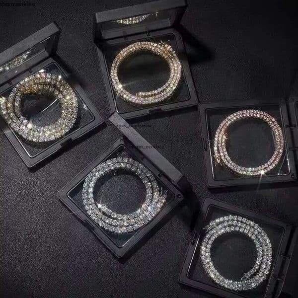 chain Hip Hop necklace fashion Jewelry Pass Dia Tester 4mm 5mm IGI D color vvs moissanite iced out cuban GRA tennis bracelet