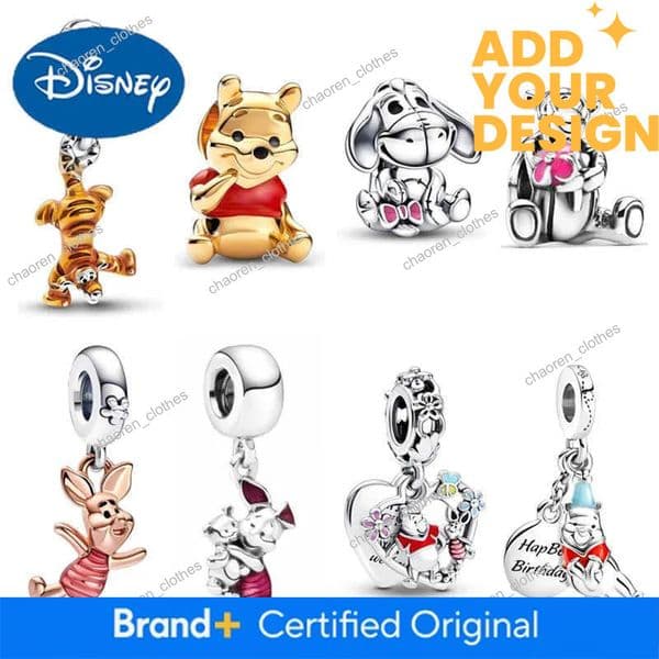 Disney Designer Jewelry 925 Hot Toys Winnie the Pooh Eeyore Piglet Tigger Dangle Charm Bead fit Original Bracelet Bangle Exquisite Jewelry DIY Accessories