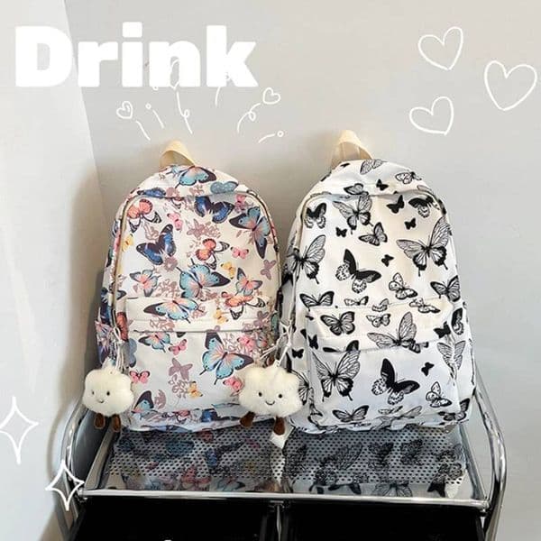Bestseller Fashion Butterfly Pattern Korean Women Student Backpack for School Book Storage and Travel Organizer ddmybear
