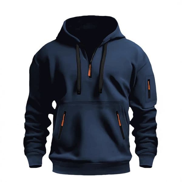 Cross-border Winter New Men's Hooded Sweatshirt with Arm Zipper Pullover Sports Casual
