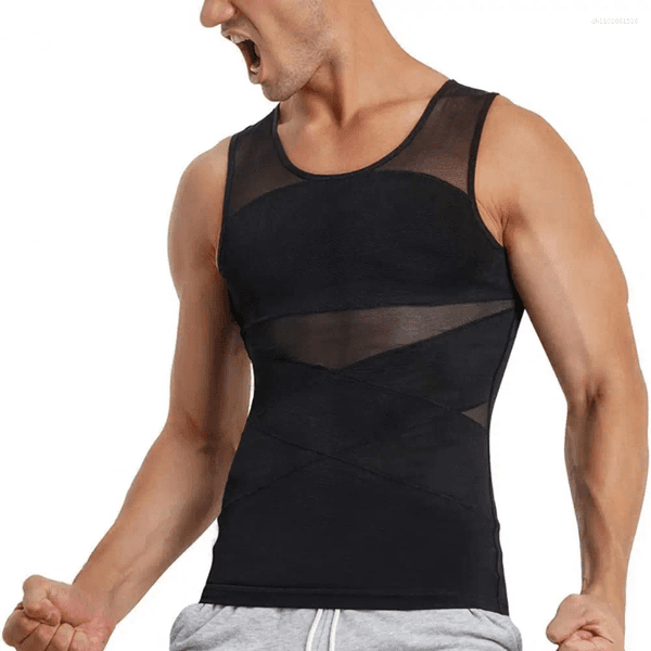 Men's Tank Tops Slimming Top Compression Tummy Control Undershirt Body Shaper Breathable Sleeveless Sweatshirt For Summer Sports