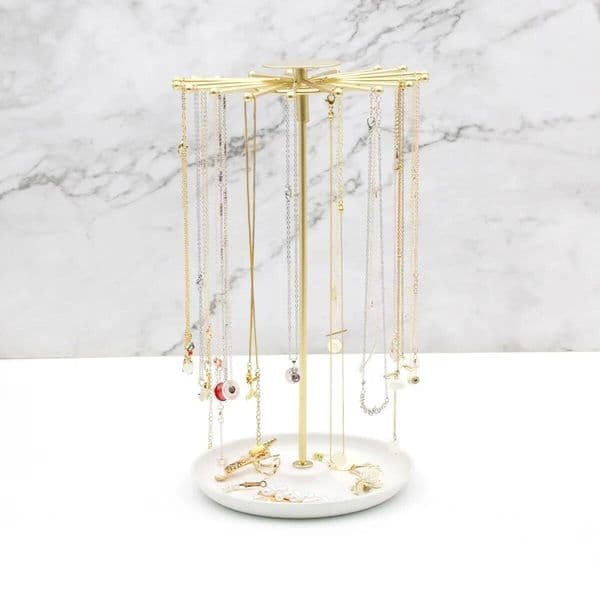 New Ironwork DIY Desktop Rotatable Jewelry Suitable For Necklace Organizing Storage Rack Chassis Can Store Watches ddmythur