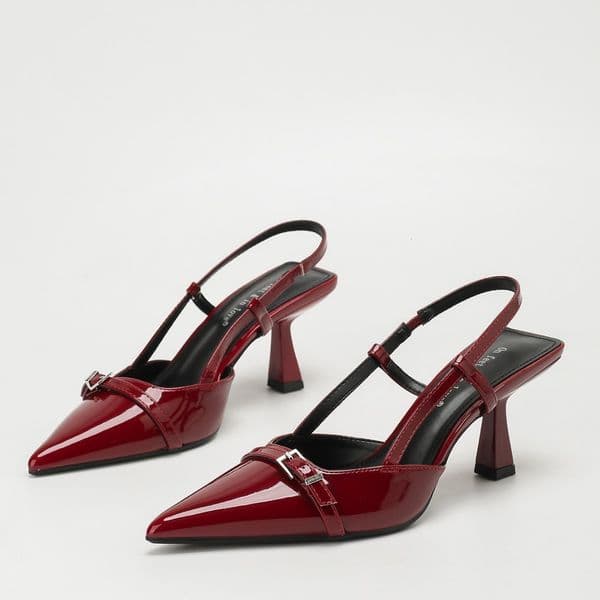 Red High Heels For Women 2024 Fashion Pointed Toe Leather Stiletto Shoes Female Sexy Slingbacks Pumps Summer 240620