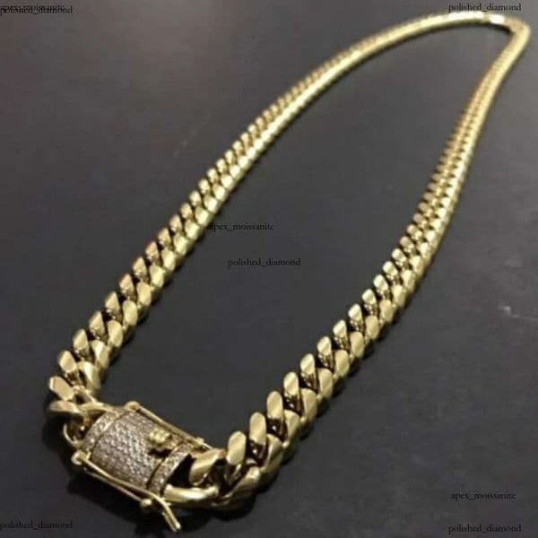 Mens 18K Gold Tone 316L Stainless Steel Necklace Curb Cuban Link IGI Chain with Diamonds Clasp Lock 8mm/10mm/12mm/14mm/16mm/18m de