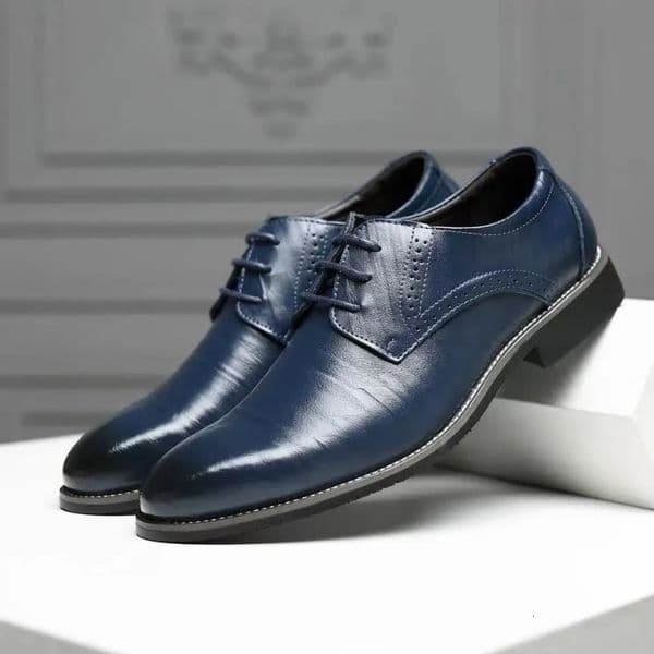 Blue Men Oxfords Shoes British Leather Shoes Handmade Comfortable Formal Dress Men Flats Lace-Up Bullock Business Shoes for Men 260107