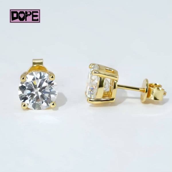 5mm 6mm 8mm Moissanite 925 Silver VVS Diamond Solitaire Round Cut 18k Gold Plated Stud Earrings for Women