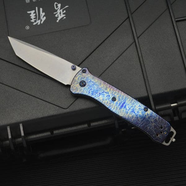 Special Customize 537BK Bugout AXIS Folding Knife 3 15 M390 Satin knife Plain Blade TC4 Handles
