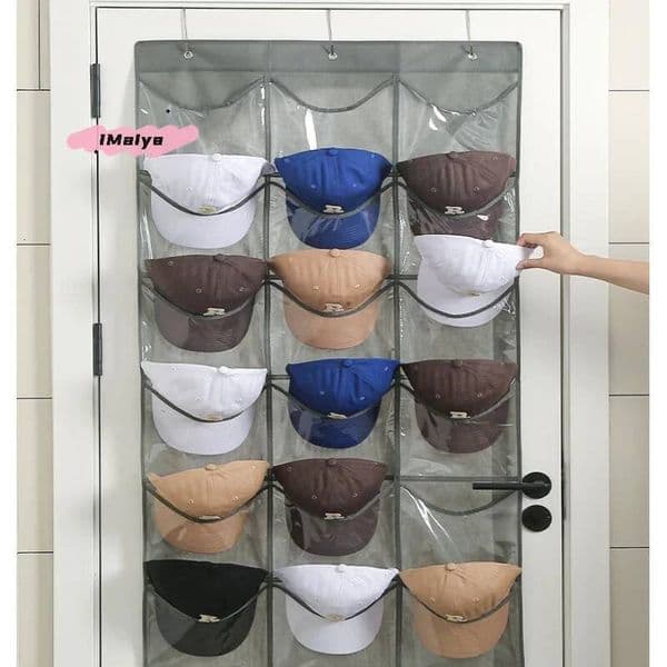 24-Pocket Clear Door Hanging Organizer for Baseball Caps Bedroom Hat Storage Holder Protect Rack ddmynov
