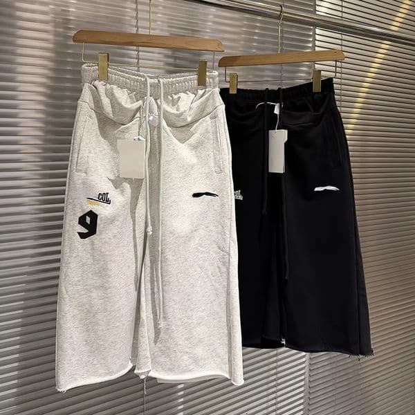 All Seasons Jogger Drawstring Gray Black Trousers Men Women Loose Letter Embroidery Calf-Length Pants