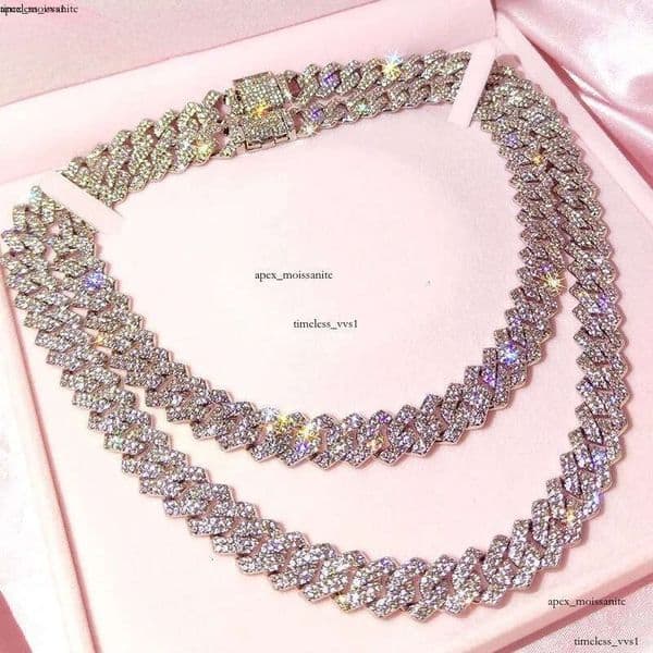 Chains Iced Out 14mm Prong Cuban IGI Link Chain Necklace For Women Bling Clustered Rhinestones Pave Miami Choker JewelleryChains a4