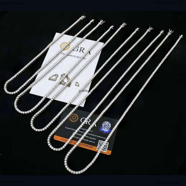 Xingyue Custom High Quality Men's Women's Jewelry 3mm 16-24inch S Sier Iced Out Tennis Chain IGI Mossanite VVS Moissanite Necklace