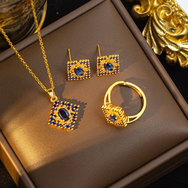 Luxury Brand Designer Jewelry Luxury Set With High-End Feel, Egant And Light Luxury Full Diamond Necklace For Women, Earrings, Ring, Full Diamond Copper Inlaid