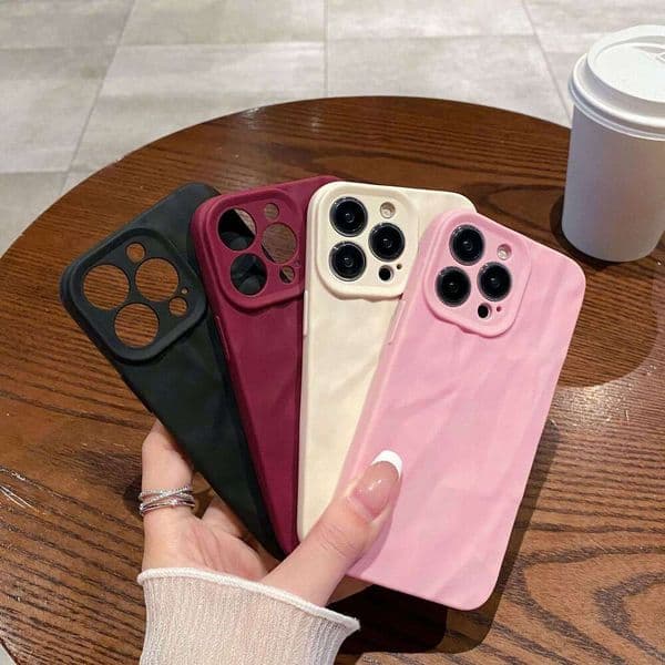 Compatible Apple 16 Premium Texture Wrinkle Phone Case Summer iPhone 15 Pro Full Coverage 13 TPU Matte Protective Cover