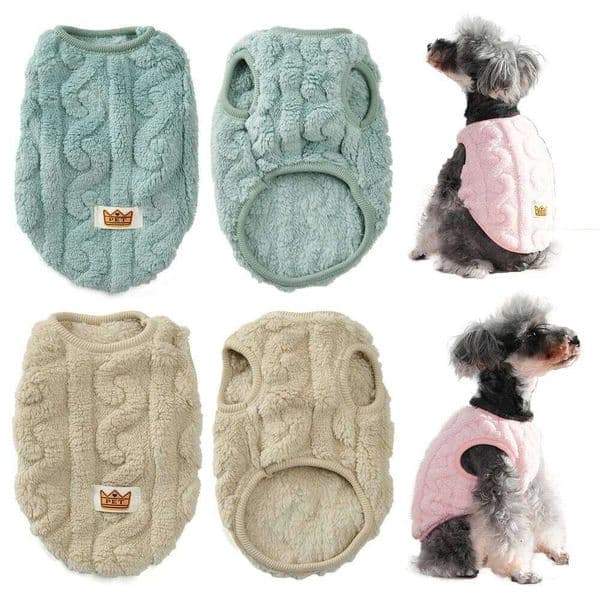 Fleece Warm Cloth Sleeveless Soft Cozy Plush Vest Puppy Winter Overall Small Medium Pet Sweatshirt for Dog and Cat 26Y0116