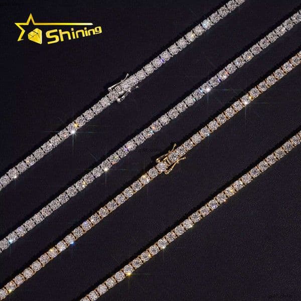 U.S. Warehouse Ready to Ship S Pure Sier Iced VVS Moissanite Vvs Tennis Chain Necklace Jewelry